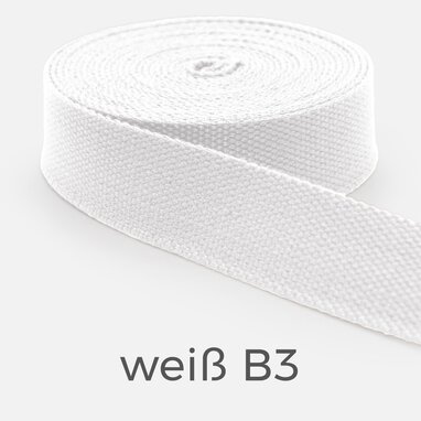 Gurtband 25mm Baumwollmix Soft 3m Länge, Weiß B3