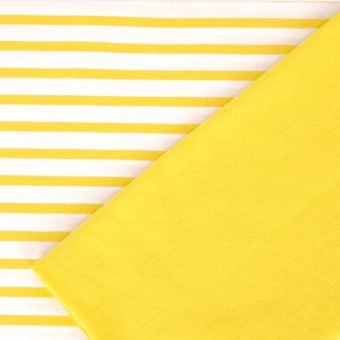 Bio-Jersey-Streifen "Ice Cream Stripes" gelb/lemon Bündchen