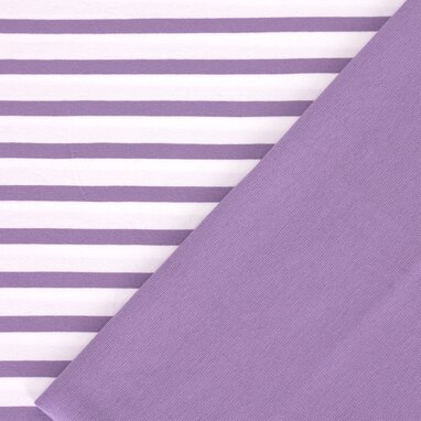 Bio-Jersey-Streifen Ice Cream Stripes lila/lavender Bündchen