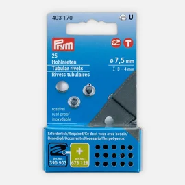 PRYM Hohlnieten 7,5mm 3-4mm Höhe silber