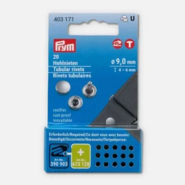 PRYM Hohlnieten 9mm 4-6mm Höhe silber