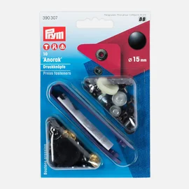 Anorak Druckknöpfe Schwarz 15mm