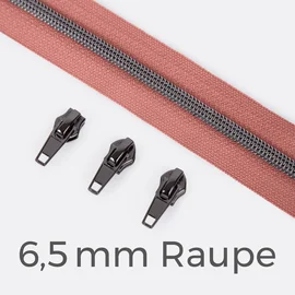 Reißverschluss Gunmetal 6,5mm Altrosa D213 3m lang