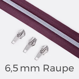 Reißverschluss Silber 6,5mm Beere D230 3m lang