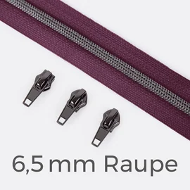 Reißverschluss Gunmetal 6,5mm Beere D230 3m lang