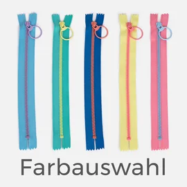 Reißverschluss Multicolor mit Ring Farbauswahl