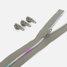 Regenbogen Reißverschluss 4mm Raupe Mausgrau B24 3m lang