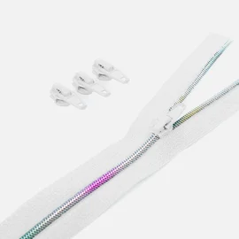 Regenbogen Reißverschluss 4mm Raupe weiß B3 3m lang