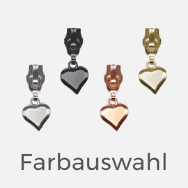 Zipper Herz-Anhänger 4mm Raupe Farbauswahl