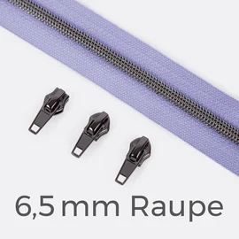 Reißverschluss Gunmetal 6,5mm helles flieder D268 3m