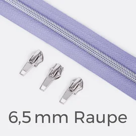 Reißverschluss silber 6,5mm helles flieder D268 3m
