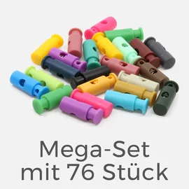 1-Loch Kunststoff Kordelstopper Set 76 Stück