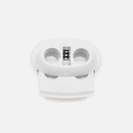 Kordelstopper Kunststoff 2-Loch, Weiß B3