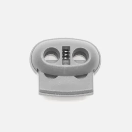 Kordelstopper Kunststoff 2-Loch, Hellgrau D132