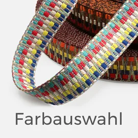 Gurtband 38 mm, Zickzack Multicolor, Meterware