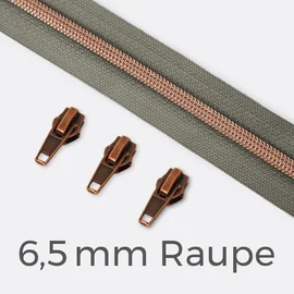 Reißverschluss Kupfer 6,5mm Mausgrau B24