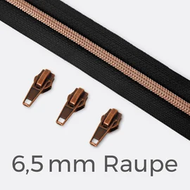 Kupfer Reißverschluss metallisiert schwarz B5 1m lang