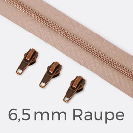 Kupfer Reißverschluss metallisiert 6,5mm Nude D209 1m lang