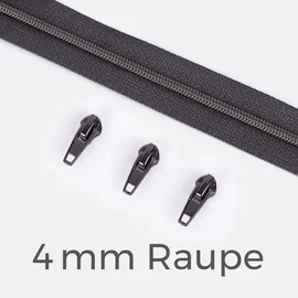 Reißverschluss Gunmetal 4mm Anthrazit B39