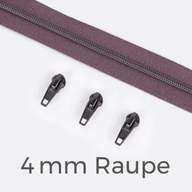 Reißverschluss Gunmetal 4mm Blasslila D206