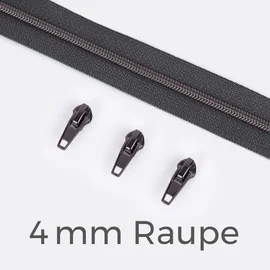 Reißverschluss Gunmetal 4mm Dunkelgrau D306