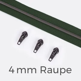 Reißverschluss Gunmetal 4mm Dunkelgrün D190