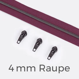 Reißverschluss Gunmetal 4mm Dunkles Altrosa D285