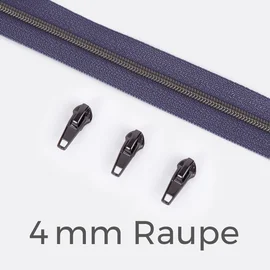 Reißverschluss Gunmetal 4mm Lilac D319