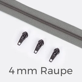 Reißverschluss Gunmetal 4mm Mausgrau B24