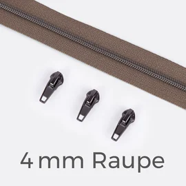 Reißverschluss Gunmetal 4mm Taupe D894