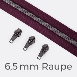 Reißverschluss Gunmetal 6,5mm Beere D230