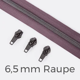 Reißverschluss Gunmetal 6,5mm Blasslila D206