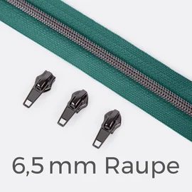 Reißverschluss Gunmetal 6,5mm Dunkles Türkis D877