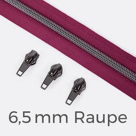 Reißverschluss Gunmetal 6,5mm Fuchsia D258