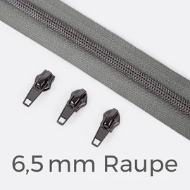 Reißverschluss Gunmetal 6,5mm Mausgrau B24