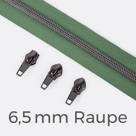 Reißverschluss Gunmetal 6,5mm Salbei D100