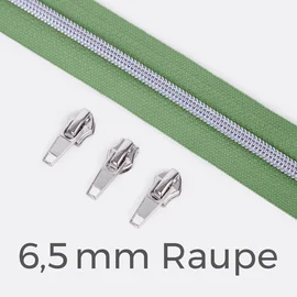 Reißverschluss Metallisiert Silber  6,5mm Salbei D100