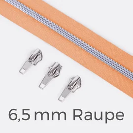 Reißverschluss Metallisiert Silber  6,5mm Apricot D114