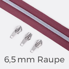 Reißverschluss Metallisiert Silber  6,5mm Dunkles Altrosa D285