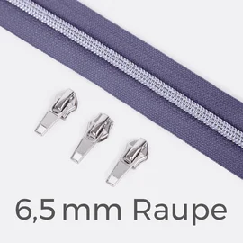 Reißverschluss Metallisiert Silber  6,5mm Lilac D319