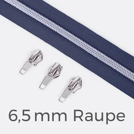 Reißverschluss Metallisiert Silber  6,5mm Dunkles Flieder D321