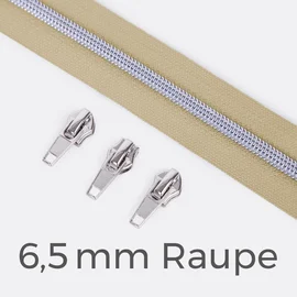 Reißverschluss Metallisiert Silber 6,5mm Beige D371 Reißverschluss Metallisiert Silber 6,5mm Beige D371