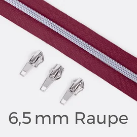 Reißverschluss Metallisiert Silber  6,5mm Helle Beere D525