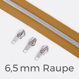Reißverschluss Metallisiert Silber  6,5mm Senf D846