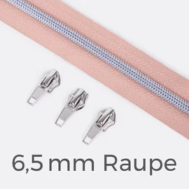Reißverschluss Silber 6,5mm Nude D209