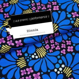 Albstoffe Performance Kollektion "Zinnia" Blau Schwarz