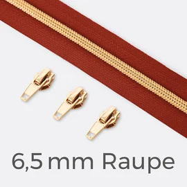 Endlos-Reißverschluss 6,5mm Raupe Gold Rost D45