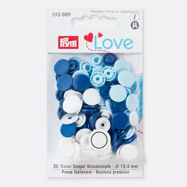 PRYM Love Color Snap Druckknöpfe blau, hellblau und weiss, 30 Stück