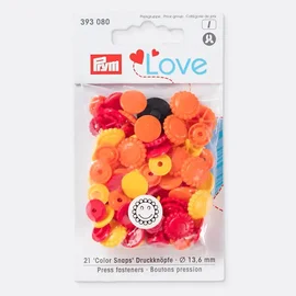 PRYM Color Snap Druckknöpfe Blume, Rot, Orange, Gelb