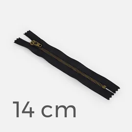 Jeans Reißverschluss 14 cm in Schwarz mit Zähnchen in Messing